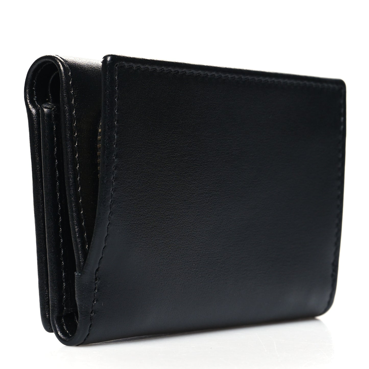 Boarded Plutone Calfskin Horsebit 1955 Tri Fold Wallet Black