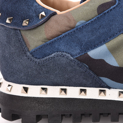 Valentino Garavani Suede Nylon Camouflage Womens Soul Rockstud Sneakers 41 Navy 11 of 19
