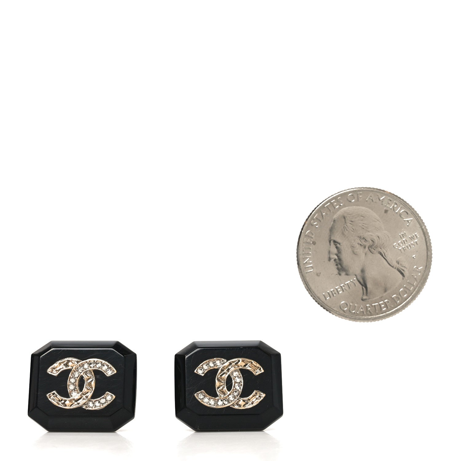 Chanel Enamel Strass CC Earrings Black 2 of 5