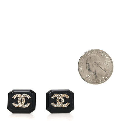 Chanel Enamel Strass CC Earrings Black 2 of 5