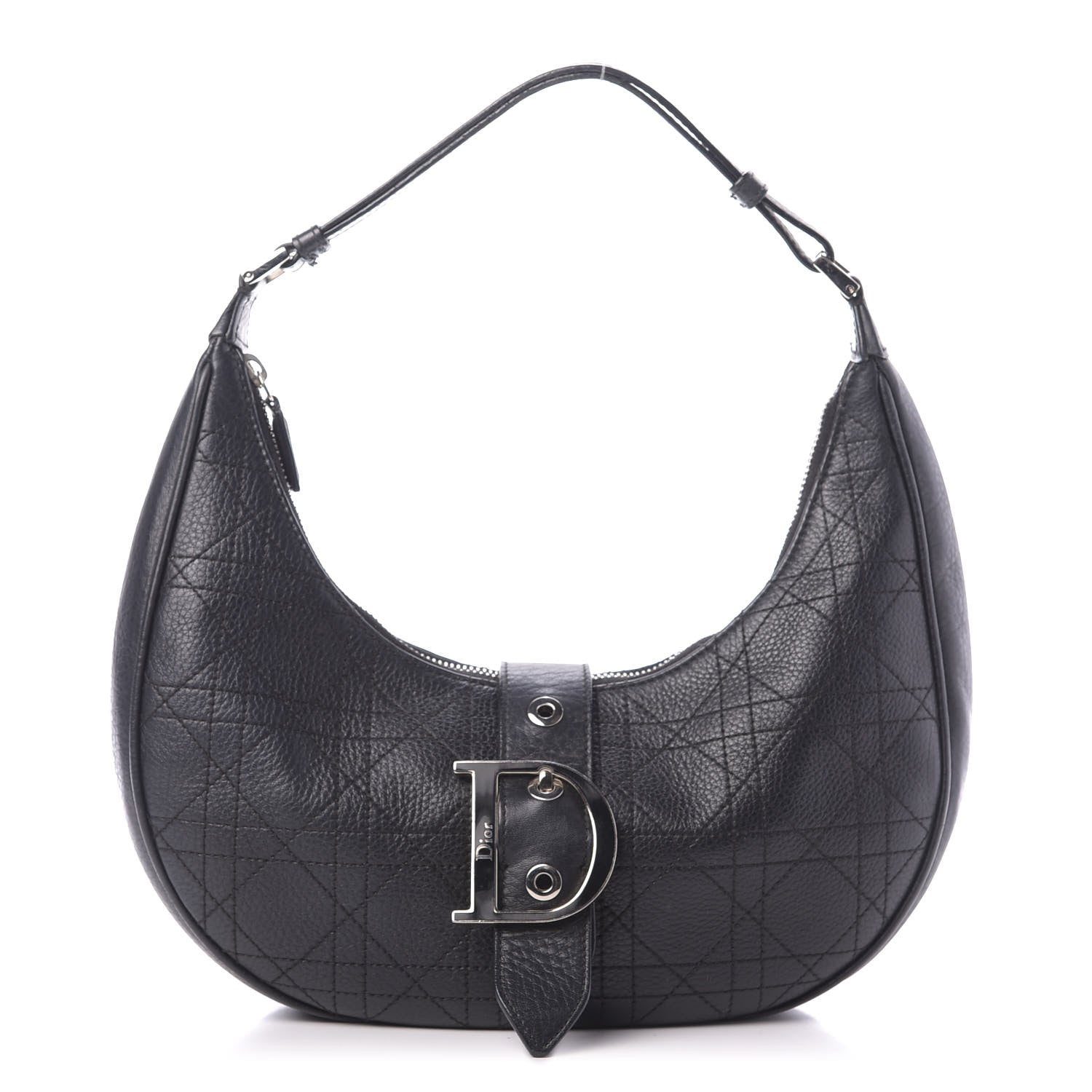 Christian Dior Grained Calfskin Cannage Hobo Black 1 of 11