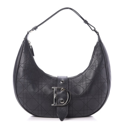 Christian Dior Grained Calfskin Cannage Hobo Black 1 of 11