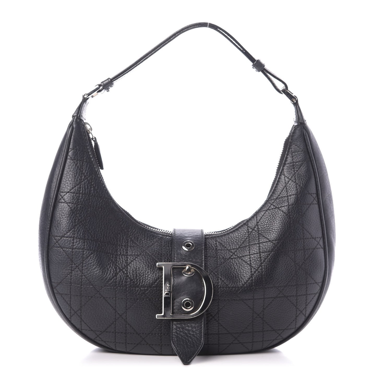 Grained Calfskin Cannage Hobo Black