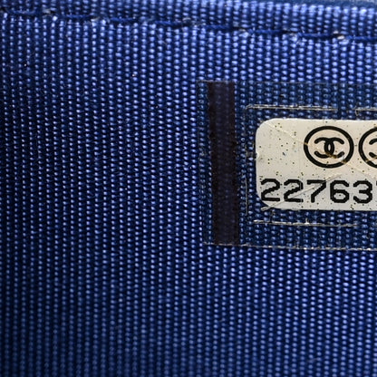 Chanel Lambskin Quilted Boy Wallet On Chain WOC Blue 8 of 12