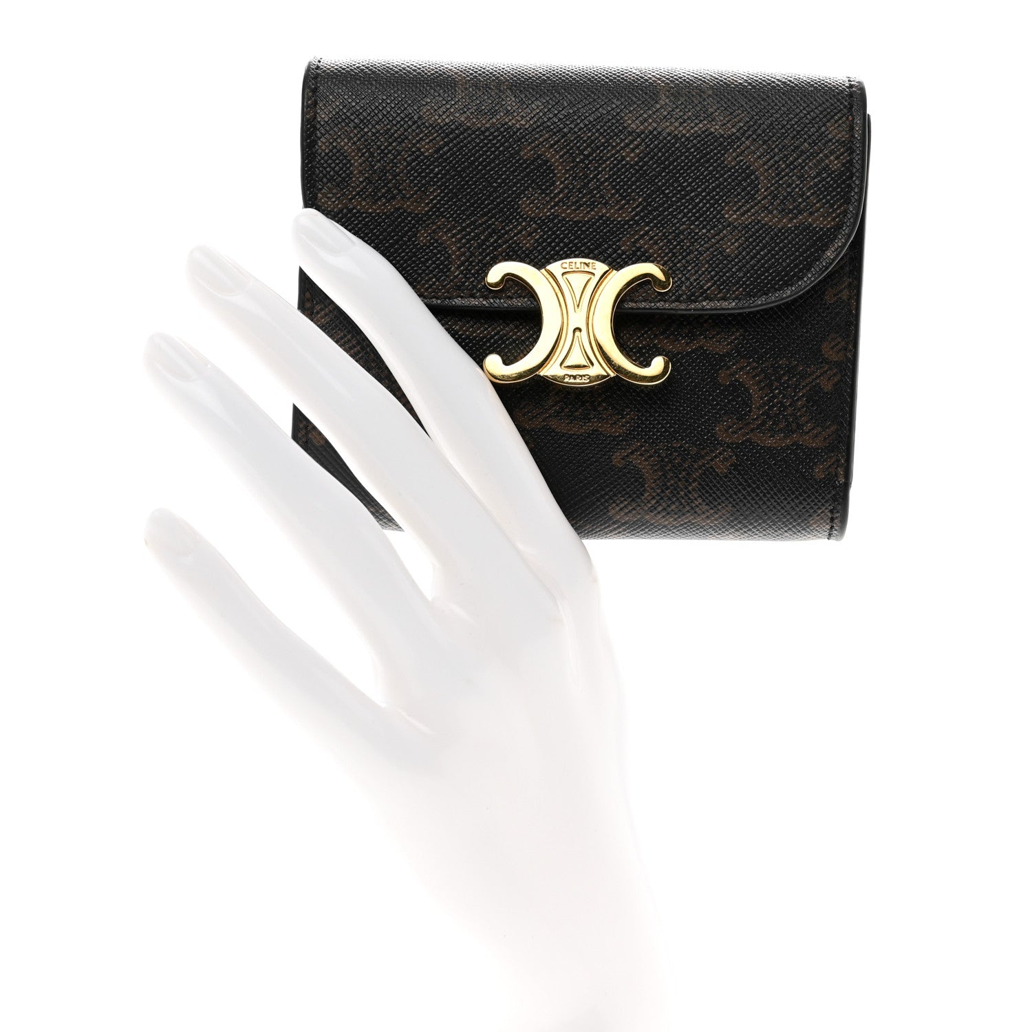 Celine Triomphe Canvas Small Triomphe Wallet Tan 2 of 8