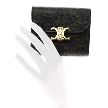 Celine Triomphe Canvas Small Triomphe Wallet Tan 2 of 8