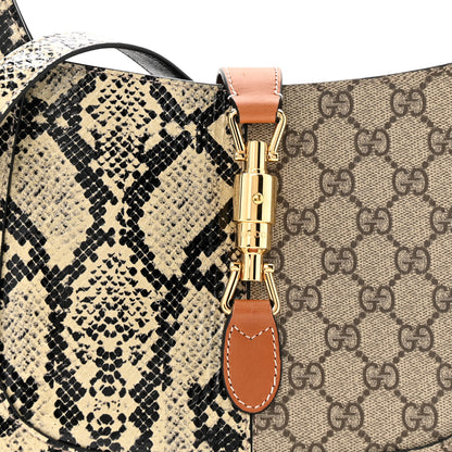 Gucci GG Supreme Monogram Snakeskin Small Jackie 1961 Hobo Beige Ebony 5 of 10