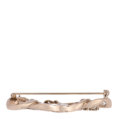Chanel Crystal Multi Strand Chain CC Brooch Gold 3 of 5