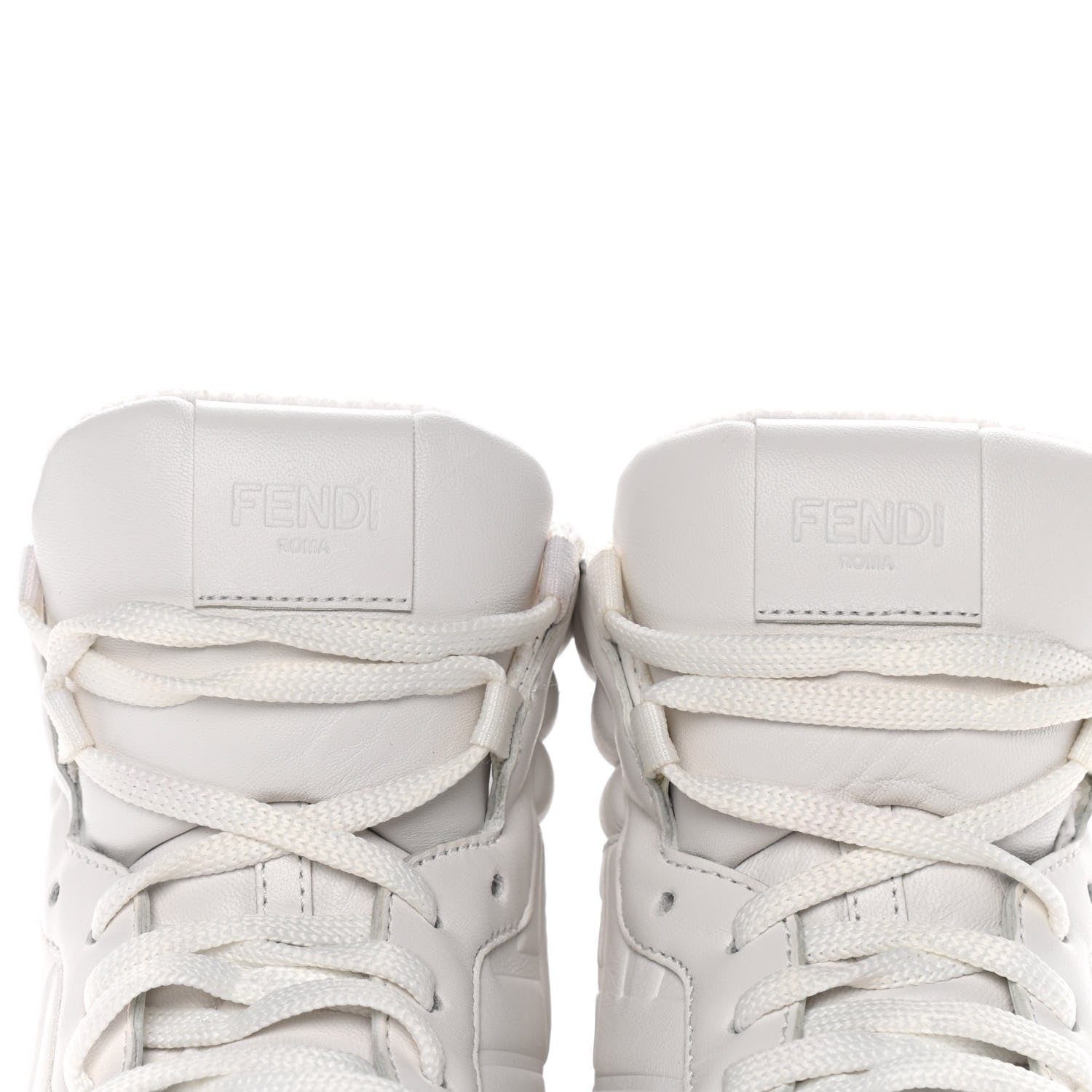 Fendi Nappa Macro FF Embossed Womens High Top Sneakers 40 White Ice 11 of 15