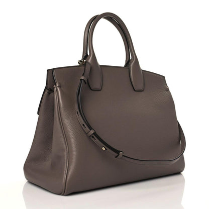Salvatore Ferragamo Hammered Calfskin Medium Studio Bag Caraway Seed 3 of 9
