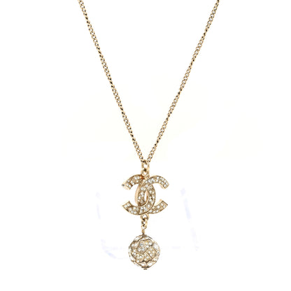 Chanel Pearl Crystal CC Pendant Necklace Gold 1 of 5