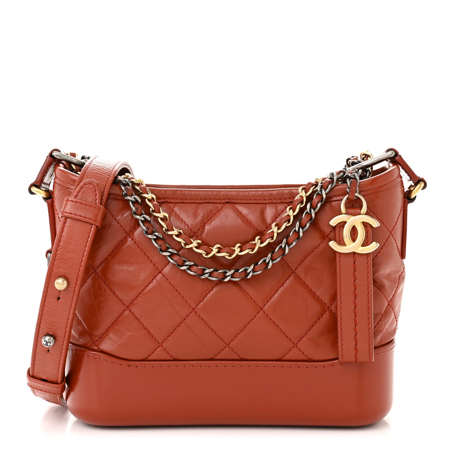 Chanel Aged Calfskin Quilted Small Gabrielle Hobo Red 1 of 11