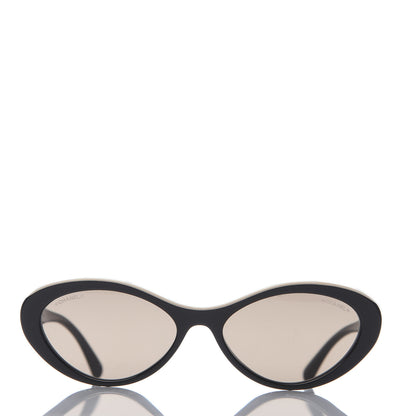 Chanel Acetate Oval Sunglasses 5416 Black Beige 6 of 8