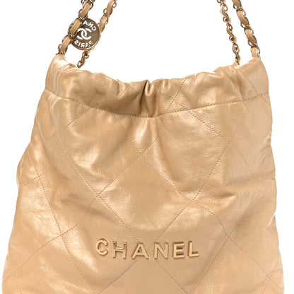 Chanel Metallic Calfskin Quilted Small Chanel 22 Light Gold 9 of 11