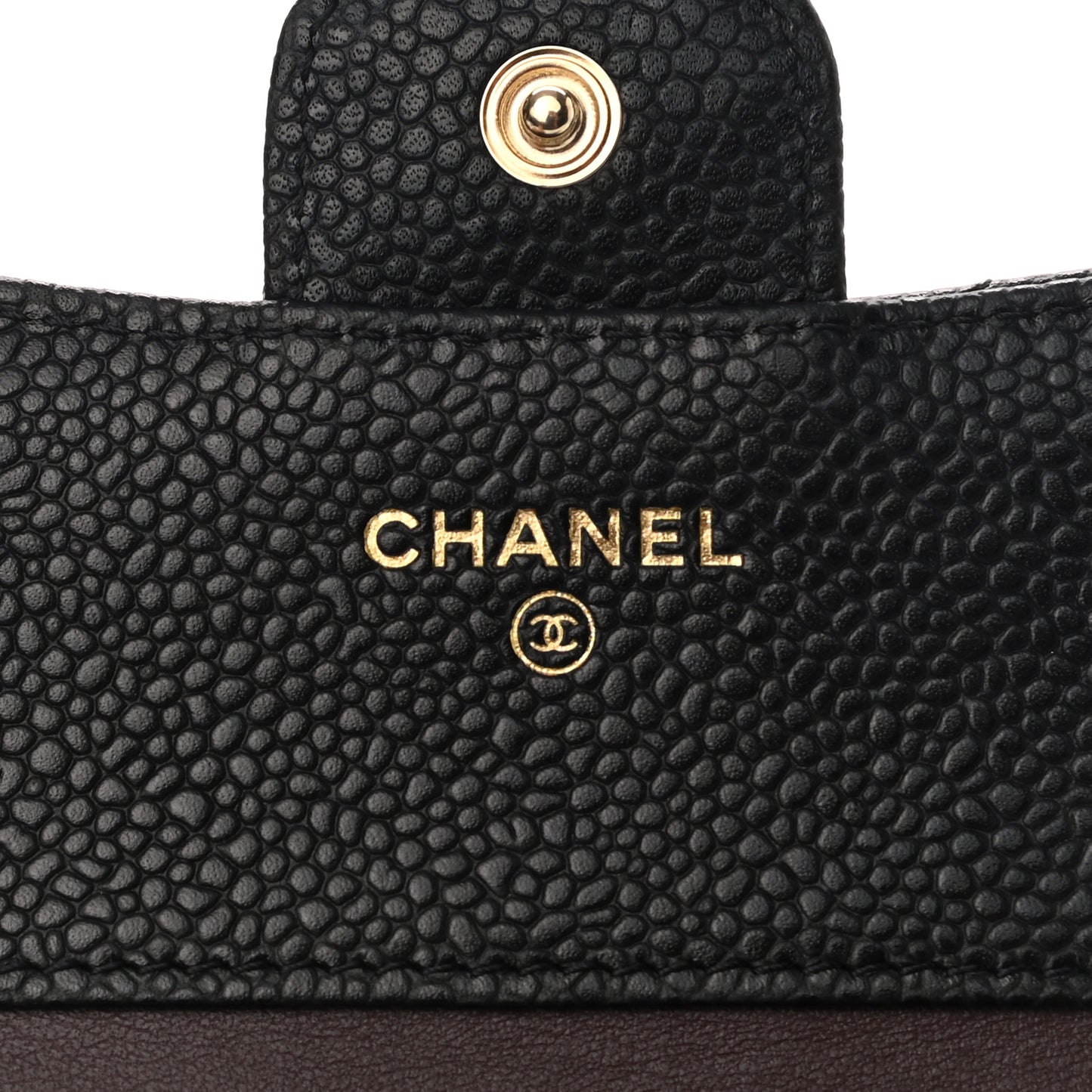 Caviar Quilted Compact Flap Wallet Black