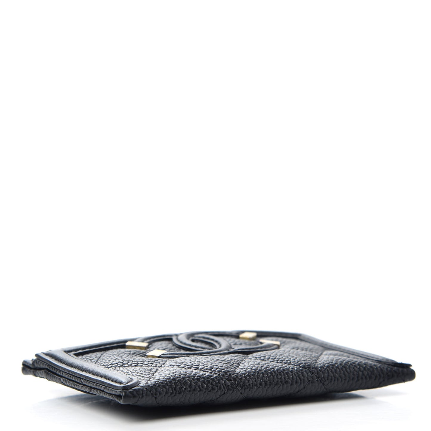 Caviar Quilted Filigree Card Holder Black