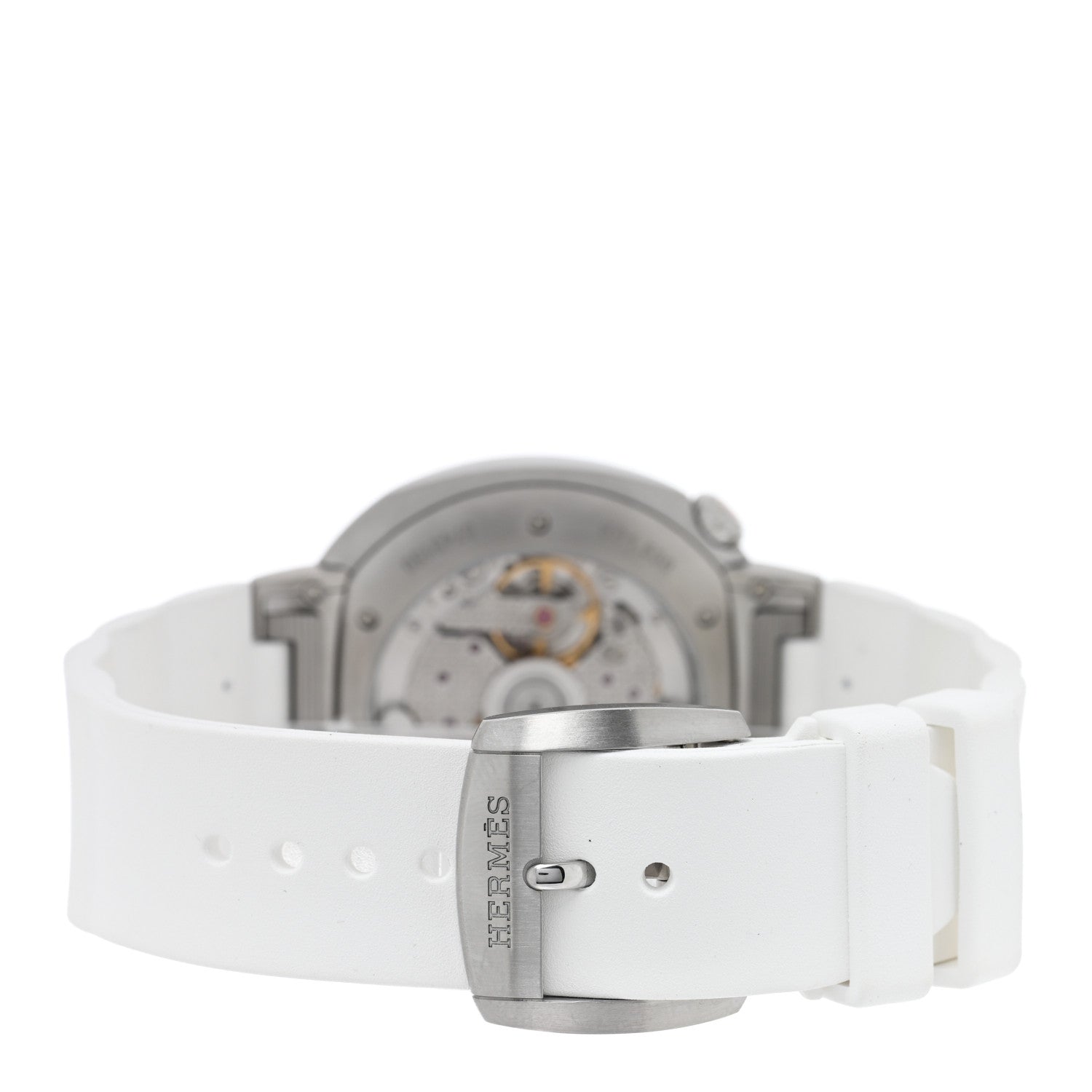 Hermes Stainless Steel Rubber Diamond Bezel 36mm Cut Automatic Watch Blanc 3 of 4