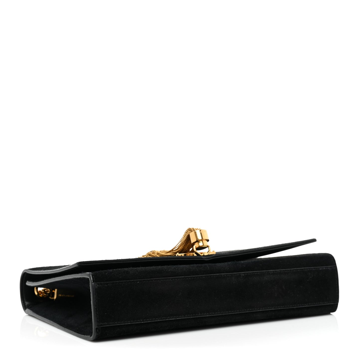Suede Medium Classic Monogram Kate Tassel Satchel Black