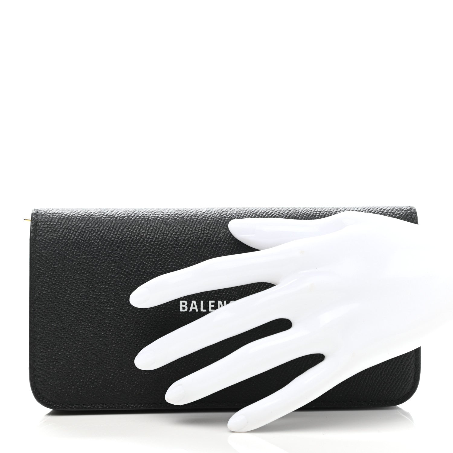 Balenciaga Grained Calfskin Logo Cash Thin Money Wallet Black White 2 of 10