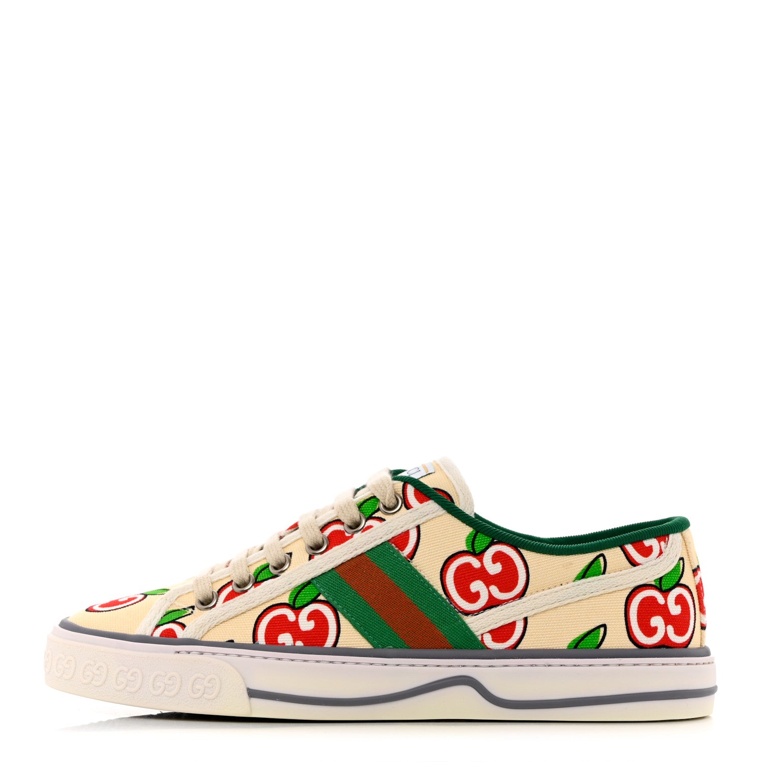 Gucci Canvas Web GG Apple Womens 1977 Tennis Sneakers 36 Ivory Red Mystic White New Shamarock 1 of 8