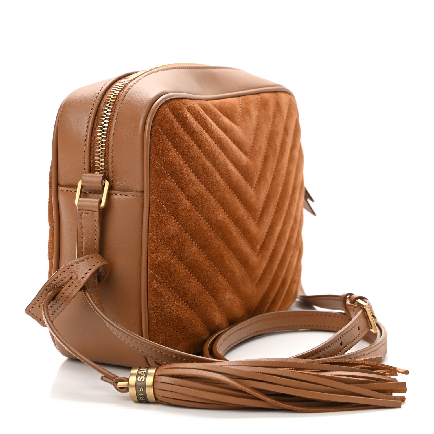 Saint Laurent Suede Matelasse Monogram Lou Camera Bag Cinnamon 3 of 10