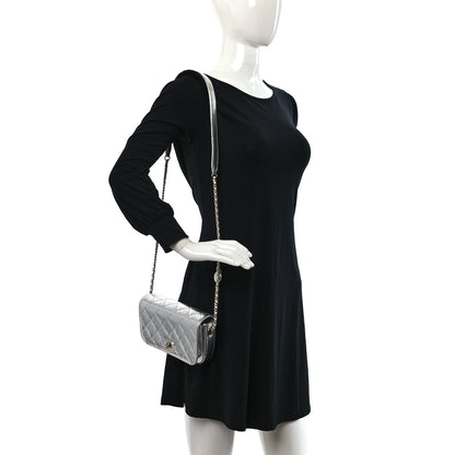 Chanel Hammered Metallic Calfskin Quilted Flap Silver 2 of 10