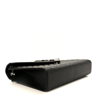 Saint Laurent Grain De Poudre Textured Mixed Matelasse Large Triquilt Monogram Satchel Black 4 of 11