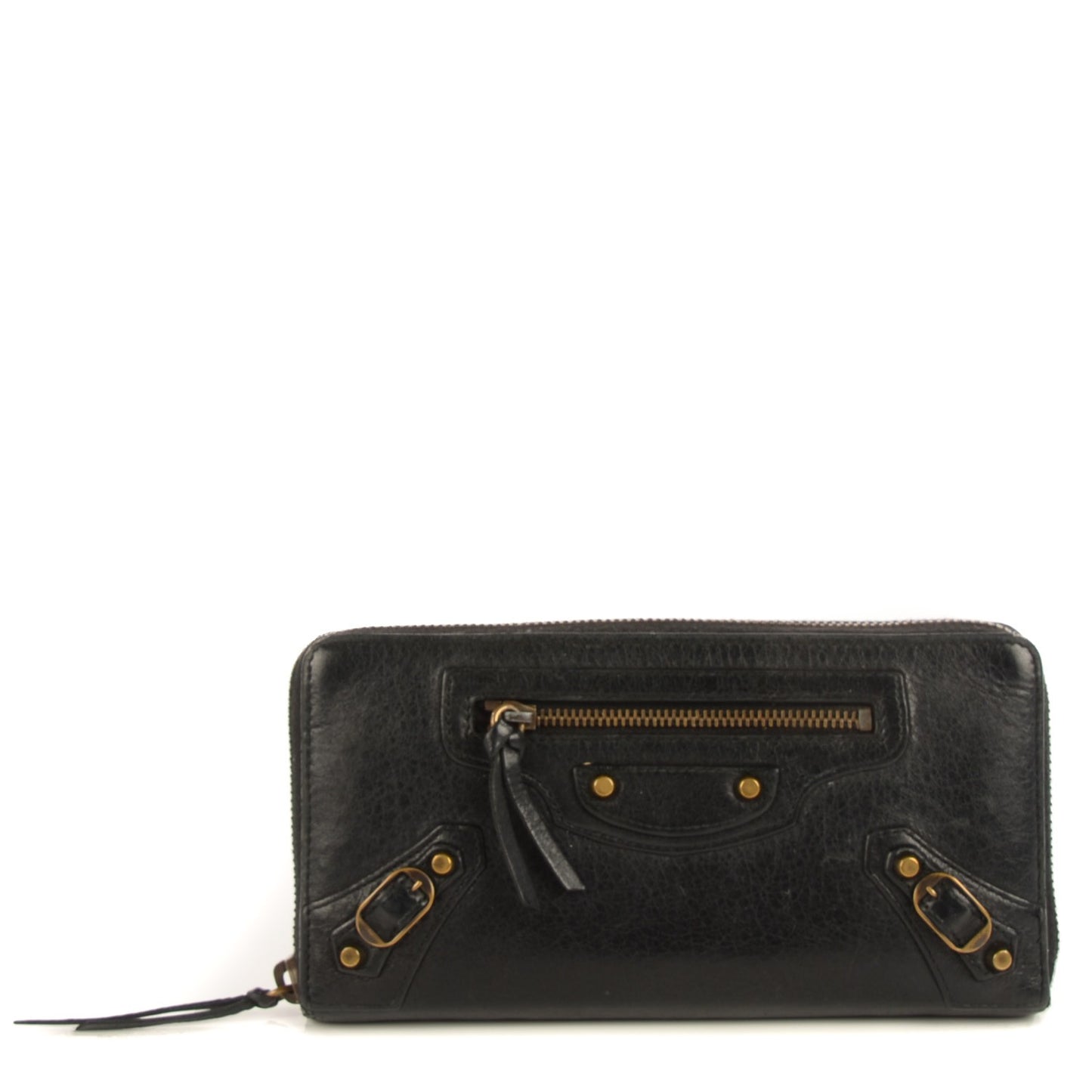 Chevre Classic Hardware Continental Zip Around Wallet Black