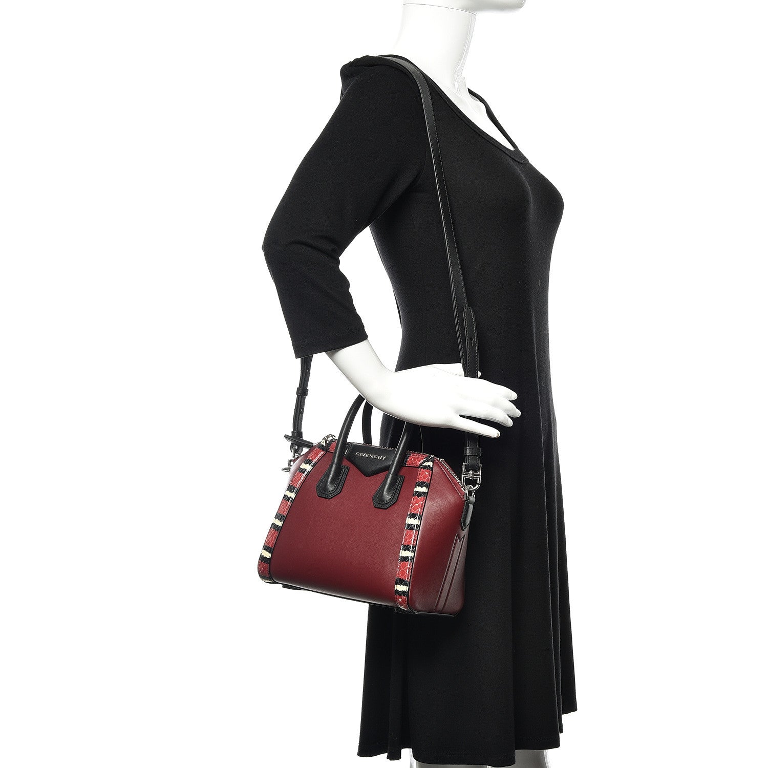 Givenchy Smooth Calfskin Ayers Mini Bi-Color Antigona Wine Black 2 of 9