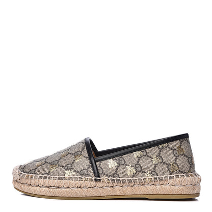Gucci GG Supreme Monogram Bees Espadrille Flats 35.5 Beige Ebony Oro Black 1 of 10