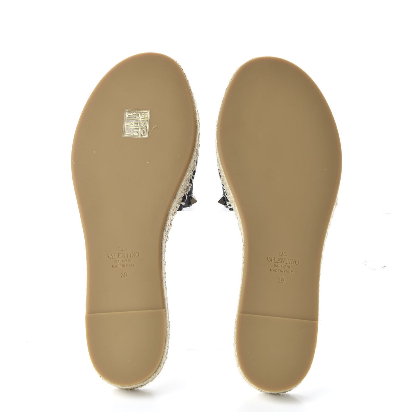 Canvas Giraffe Rockstud Espadrille Flat Slide Sandals 39 Black White