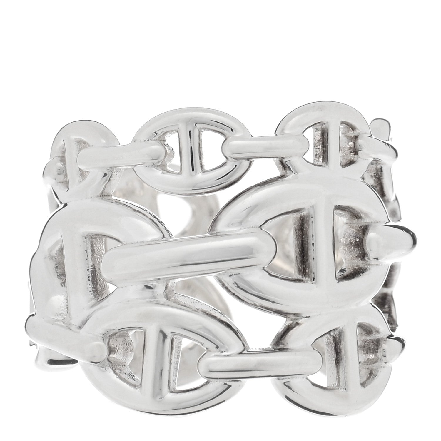 Hermes Sterling Silver GM Chaine d'Ancre Enchainee Band Ring 55 7.25 1 of 5