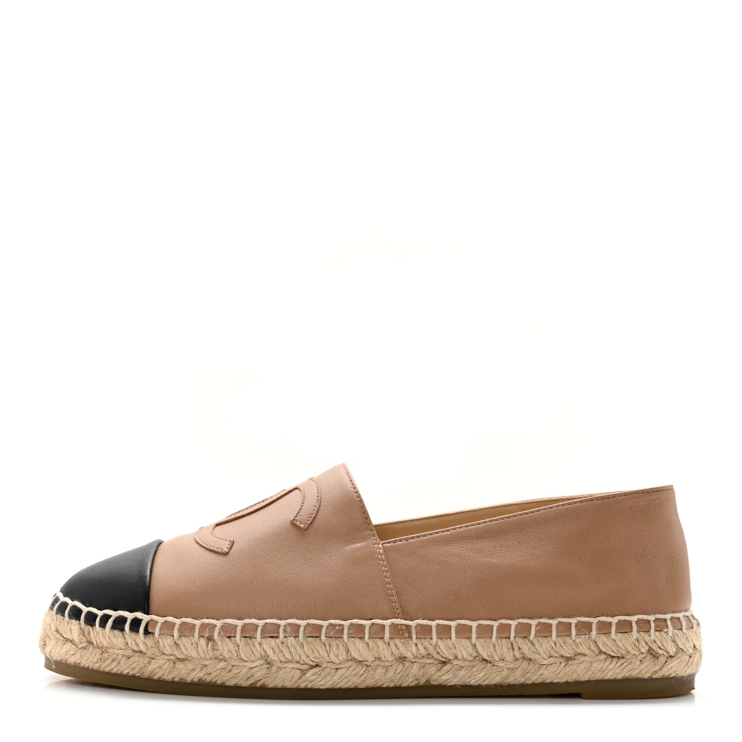 Chanel Lambskin CC Espadrilles 38 Beige Black 1 of 11