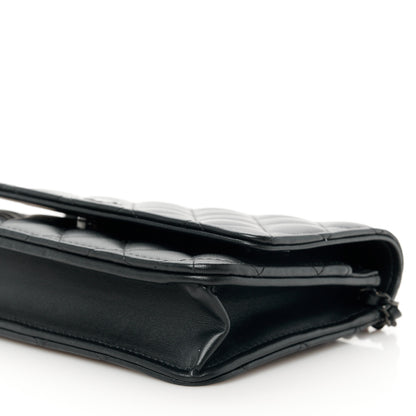 Chanel Lambskin Quilted Wallet On Chain WOC So Black 11 of 11