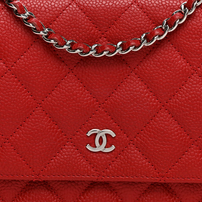 Chanel Caviar Quilted Wallet On Chain WOC Red 9 of 12