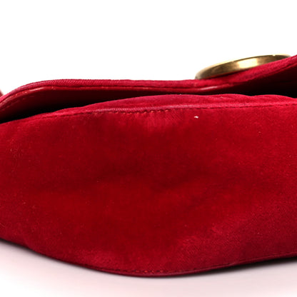 Gucci Velvet Matelasse Mini GG Marmont Shoulder Bag Hibiscus Red 10 of 11