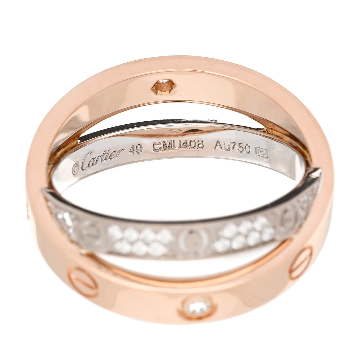 Cartier 18K Pink White Gold Diamond LOVE Pave Ring 49 5 4 of 4