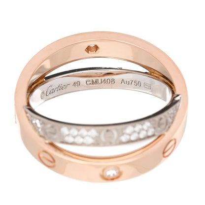 Cartier 18K Pink White Gold Diamond LOVE Pave Ring 49 5 4 of 4