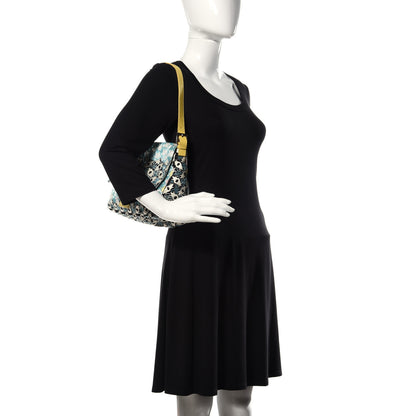 Fendi Beaded Lizard Mama Baguette Blue Yellow 2 of 14