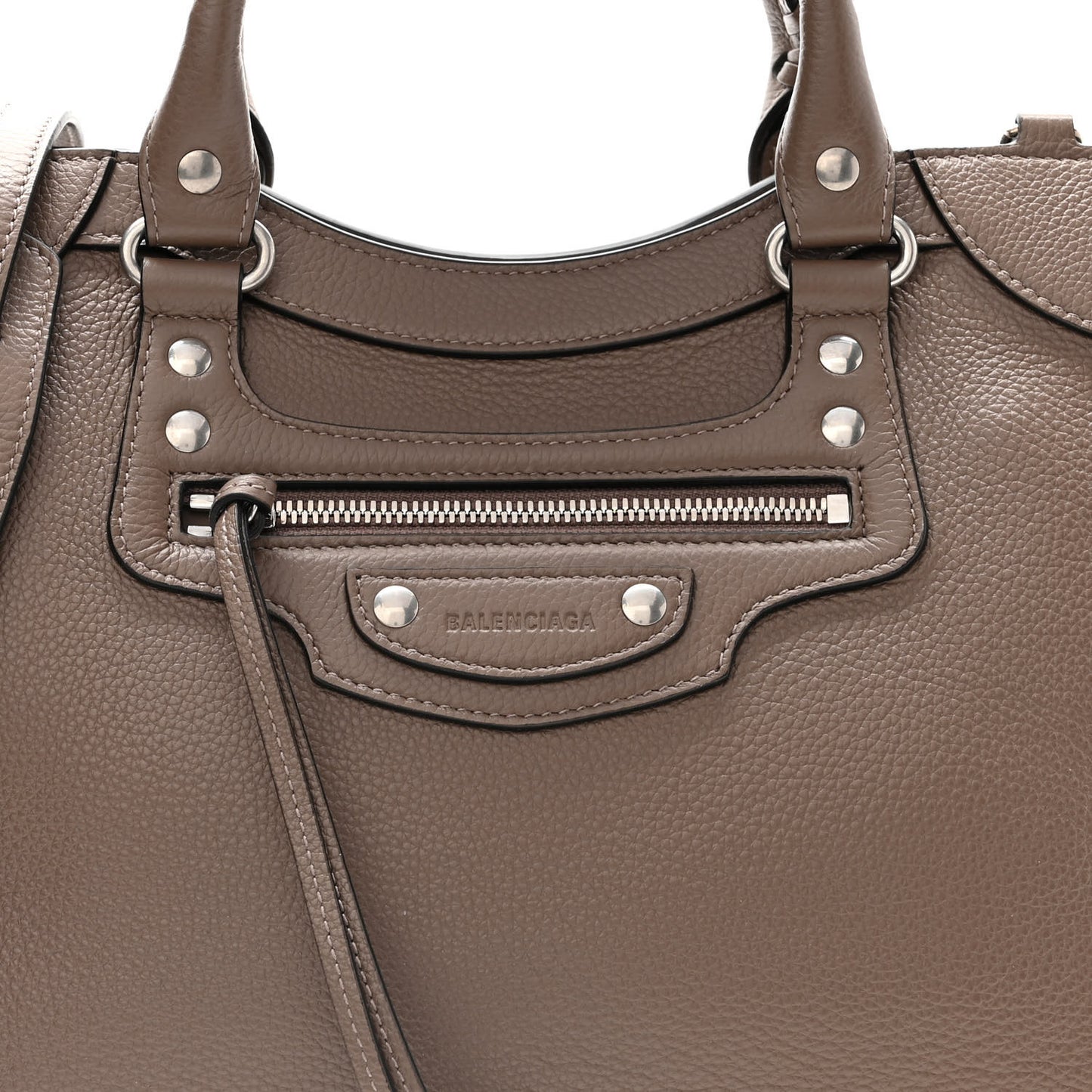 Grained Calfskin Silver Hardware Neo Classic City Mink Grey