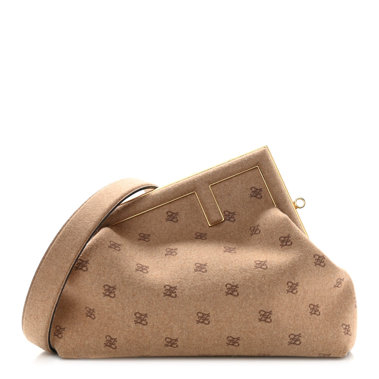 Flannel Karligraphy Embroidered Medium Fendi First Camel