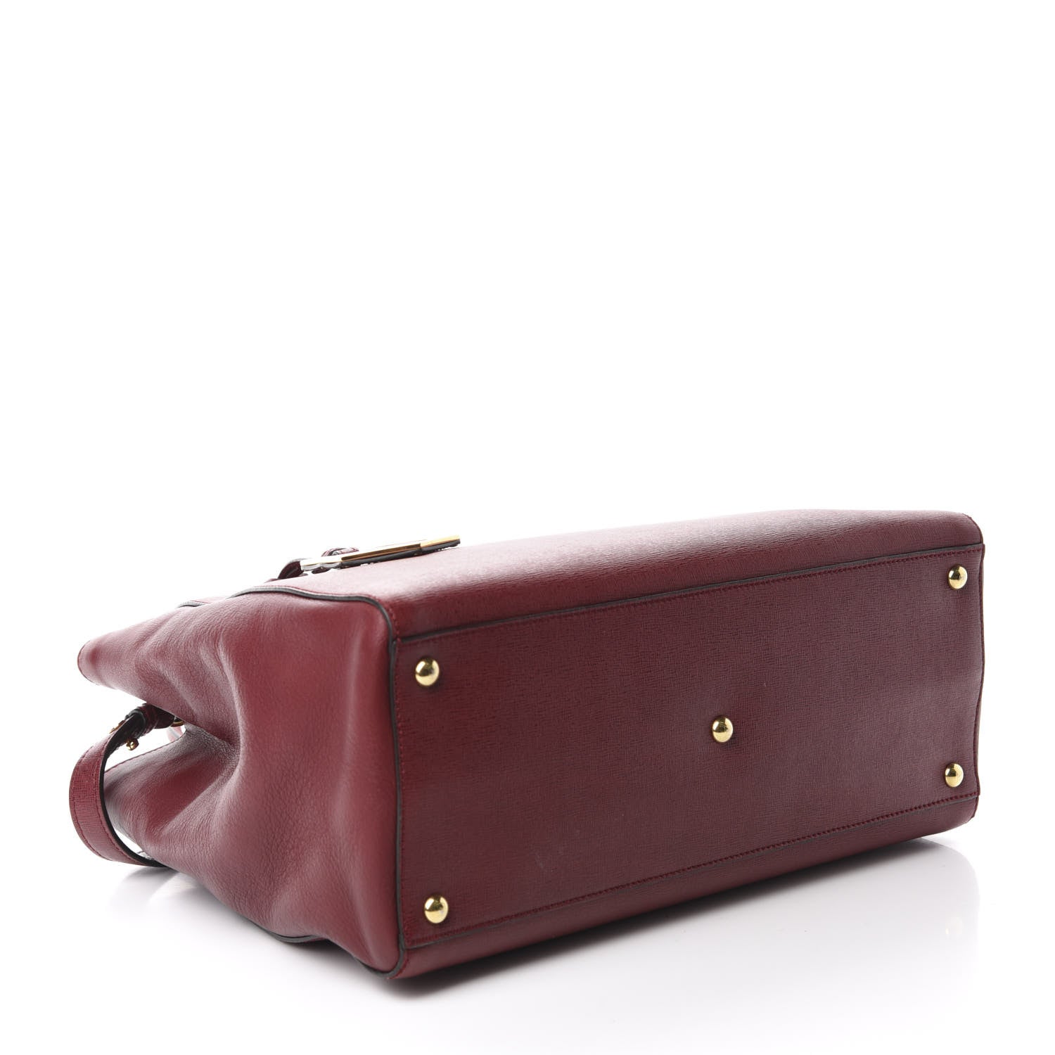 Fendi Vitello Elite Regular 2Jours Tote Rosso Scuro Ciliegia 4 of 11
