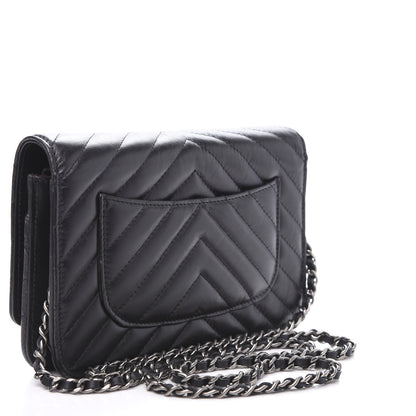 Chanel Aged Calfskin Chevron Quilted Reissue Wallet On Chain WOC Black 3 of 11