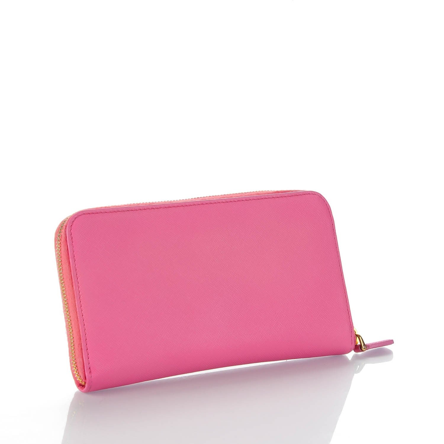 Prada Saffiano Metal Zip Around Wallet Geranio 3 of 9