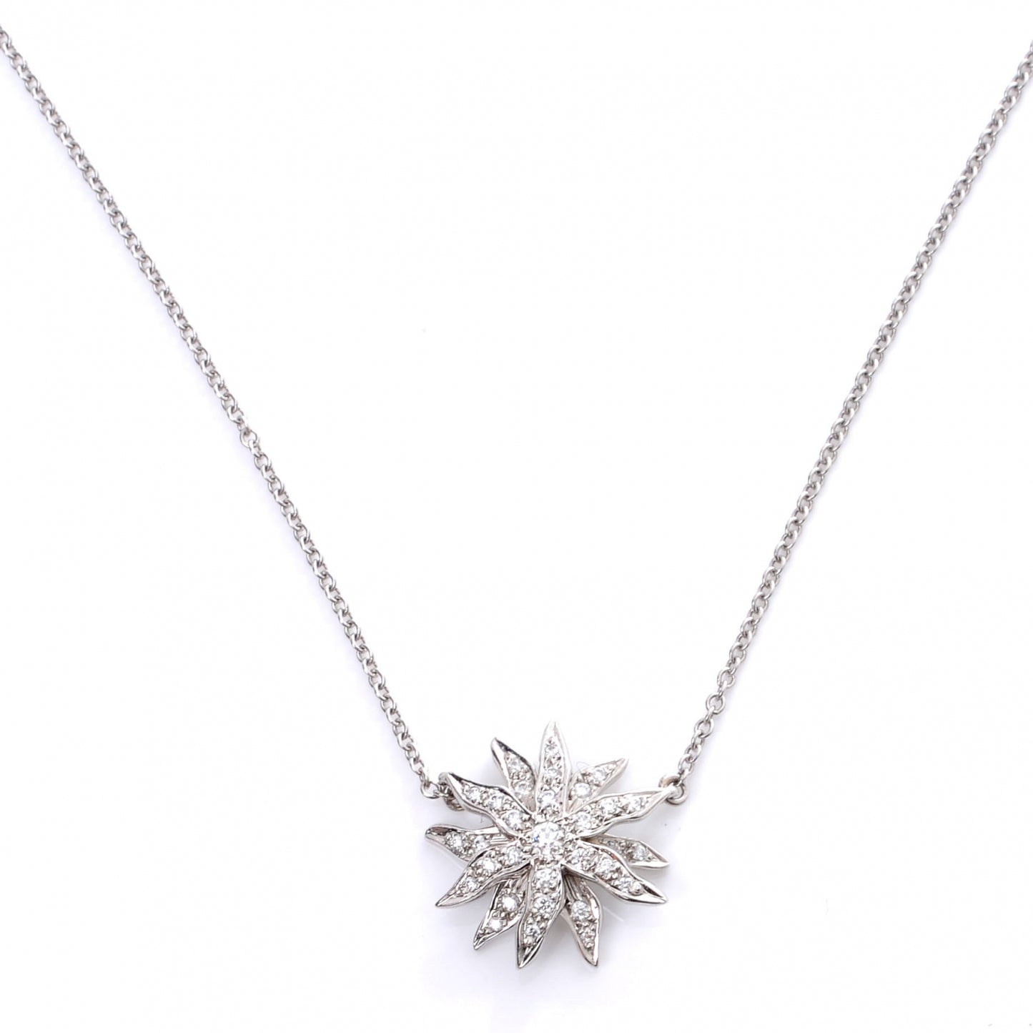 Platinum Diamond Starburst Pendant Necklace