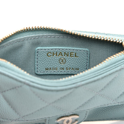 Chanel Caviar Quilted Flap Zip Card Holder Light Blue 7 of 9