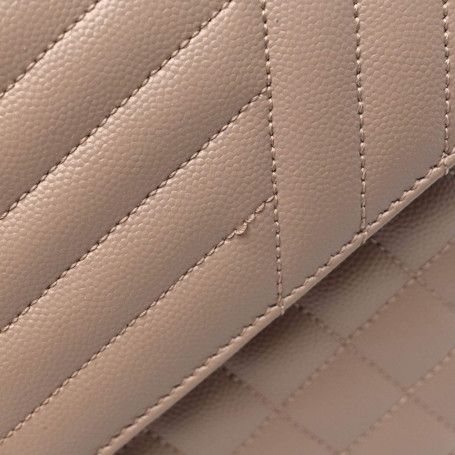 Saint Laurent Grain De Poudre Textured Mixed Matelasse Medium Triquilt Monogram Satchel Dark Beige 10 of 10