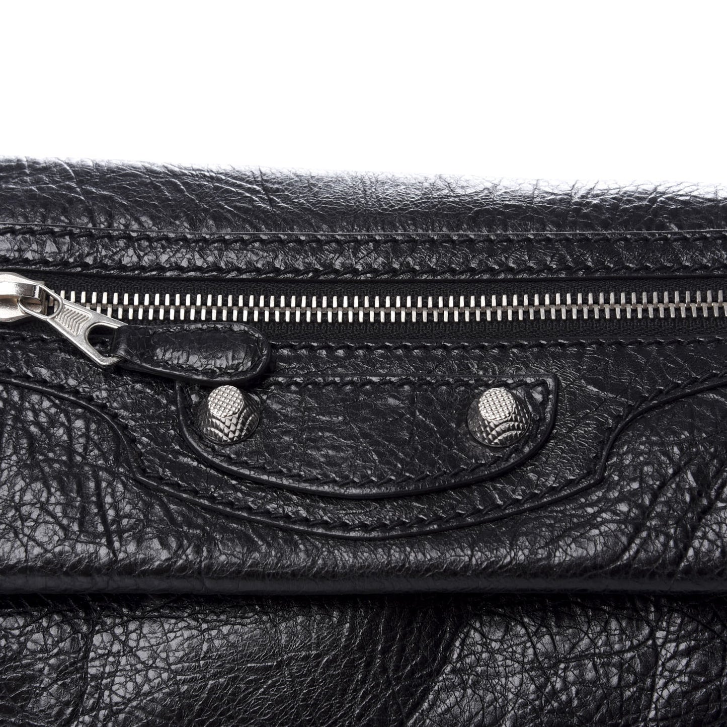 Agneau Giant 12 Silver Hardware Envelope Strap Clutch Black