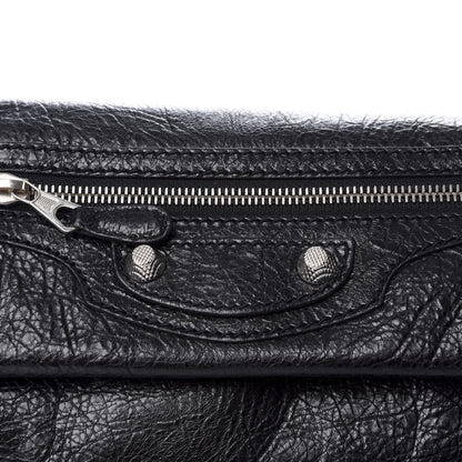 Balenciaga Agneau Giant 12 Silver Hardware Envelope Strap Clutch Black 7 of 9