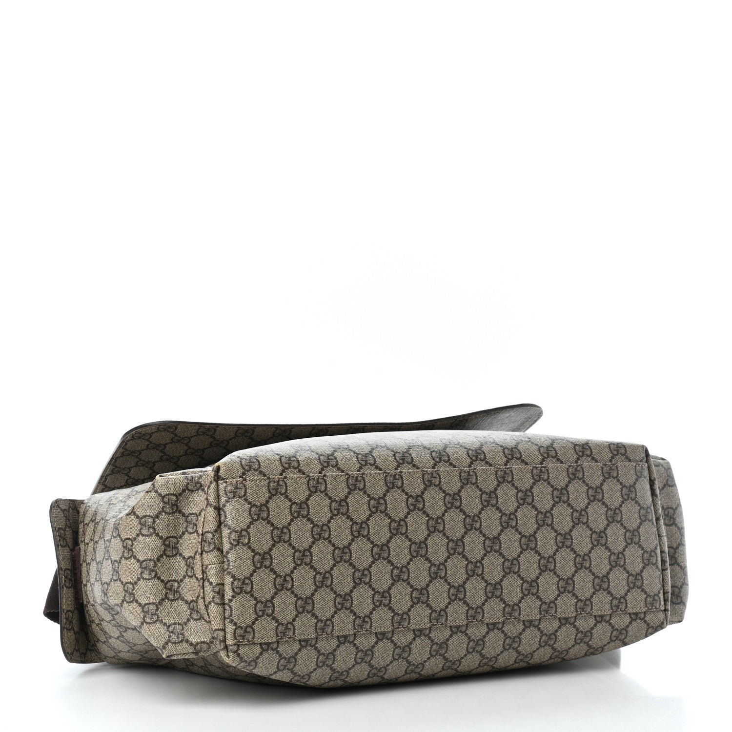 Gucci GG Supreme Monogram Selleria Calfskin Messenger Diaper Bag Beige Ebony Cocoa Dark Chocolate 4 of 9